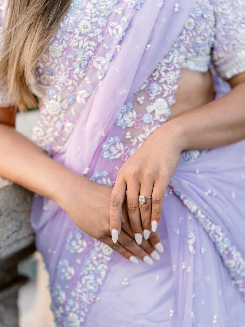 closeup on the engagement ring