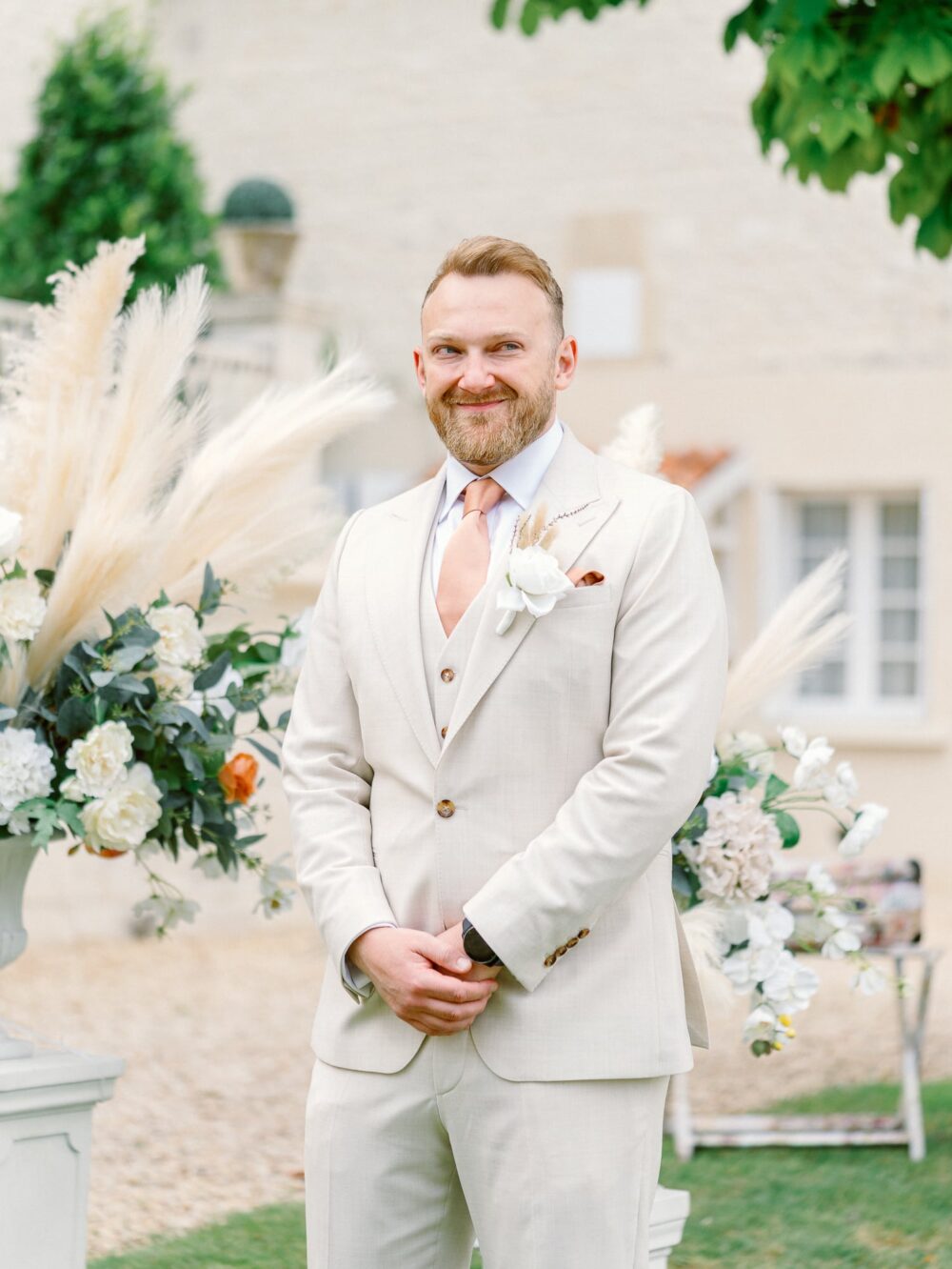 The groom waiting for the bride
