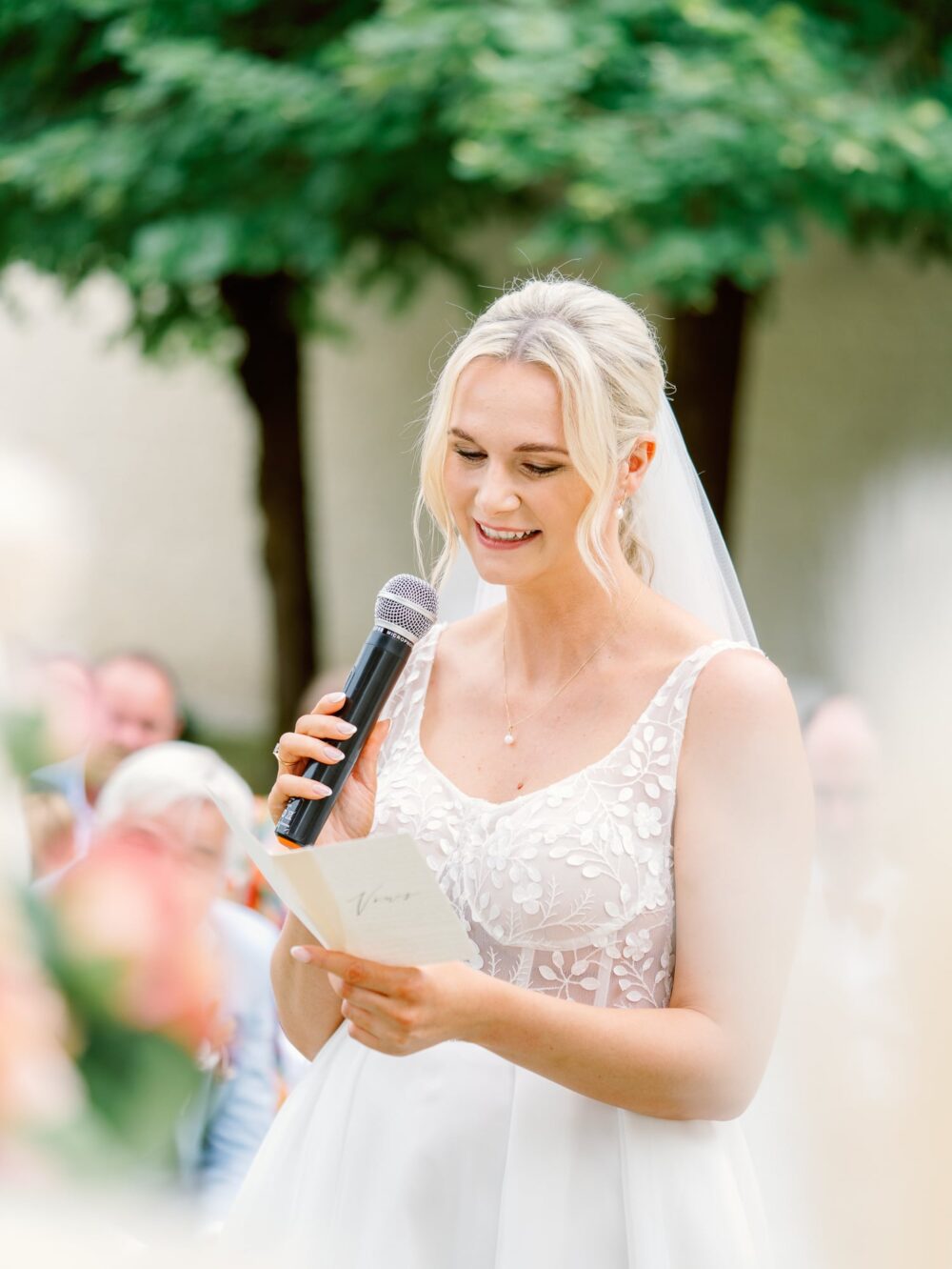 The bride reading her vows