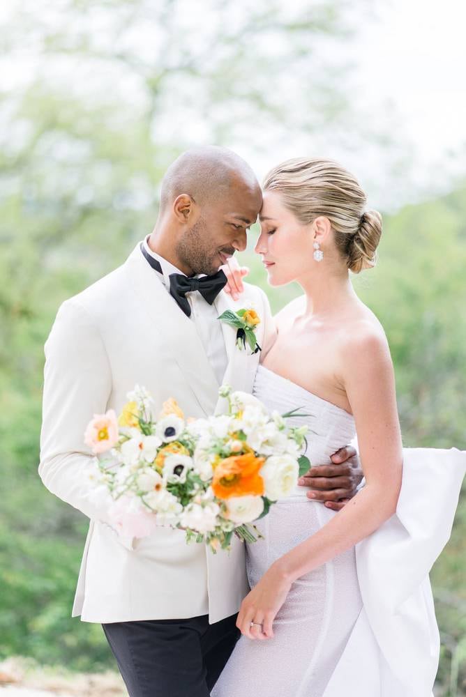 Bride and groom face to face