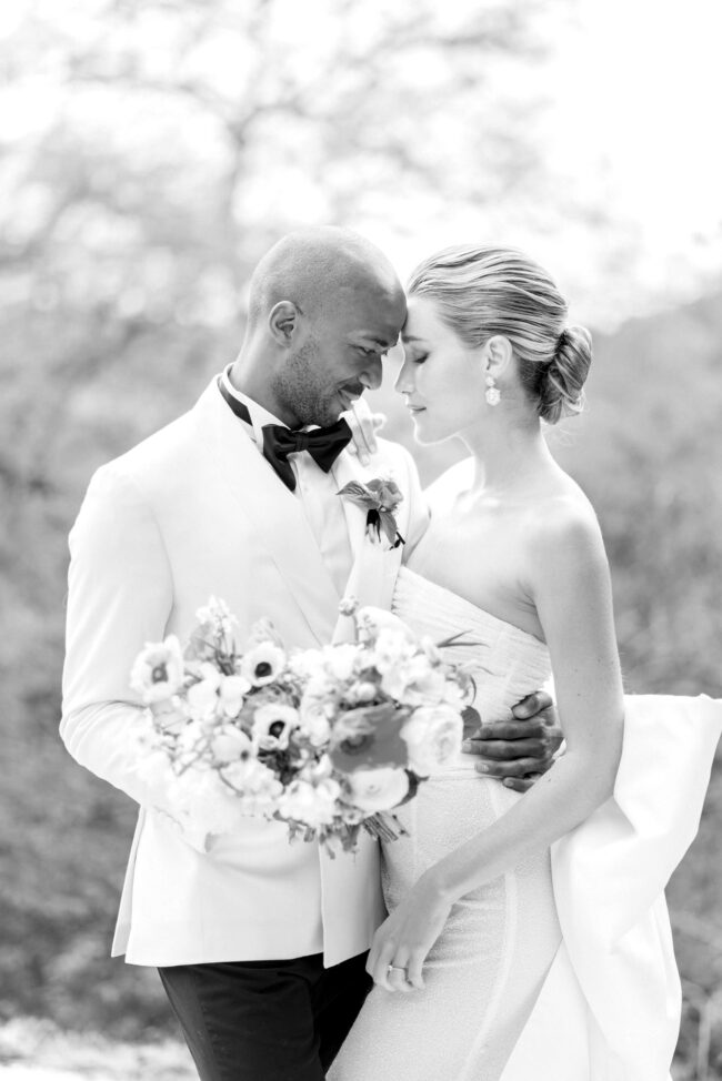 Elegant Bride and groom in black and white