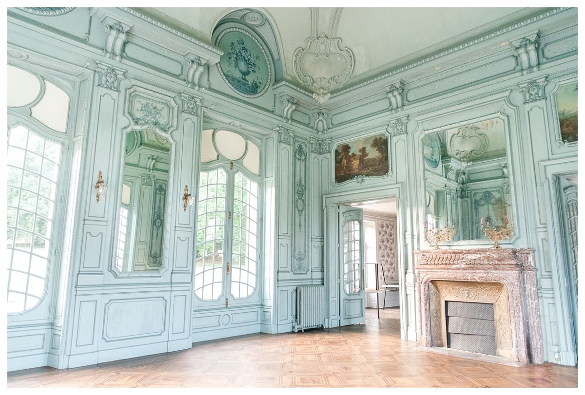 Salle de réception bleu/vert Château du Repaire
