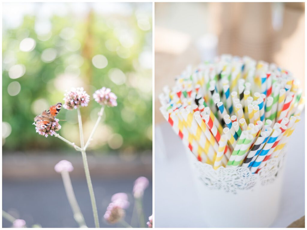 fleurs eet pailles multicolores