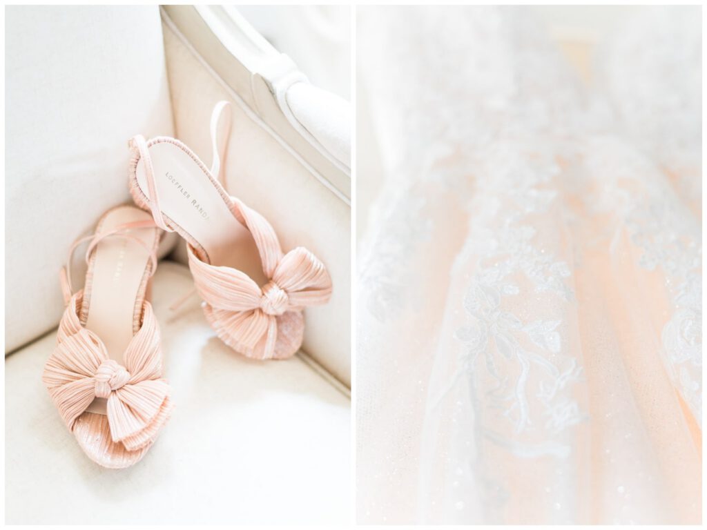 robe de mariée et chaussures roses loeffler randall