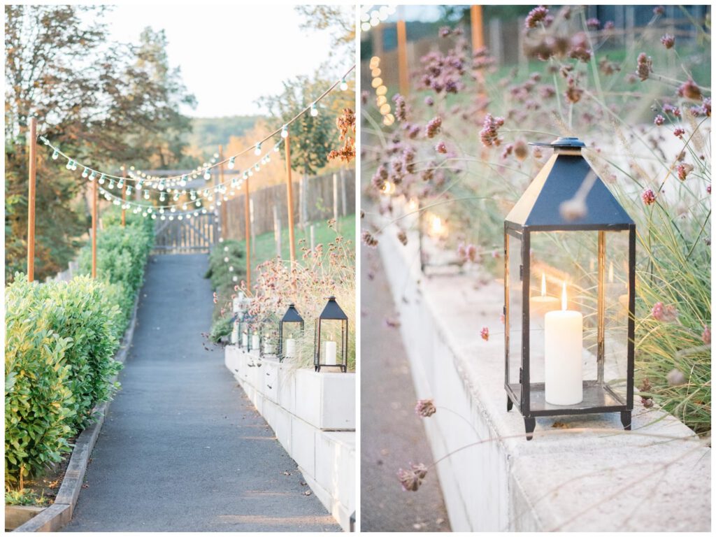 déco extérieur avec lanternes et guirlande lumineuse