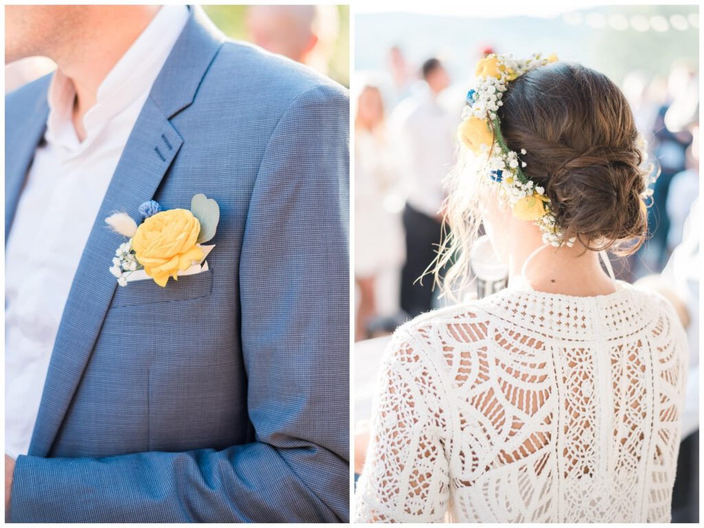 coiffure de la mariée et boutonnière