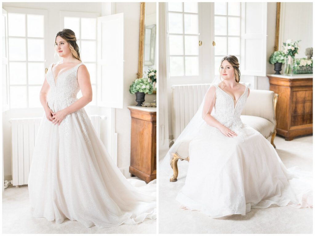 portraits de la mariée dans une chambre claire