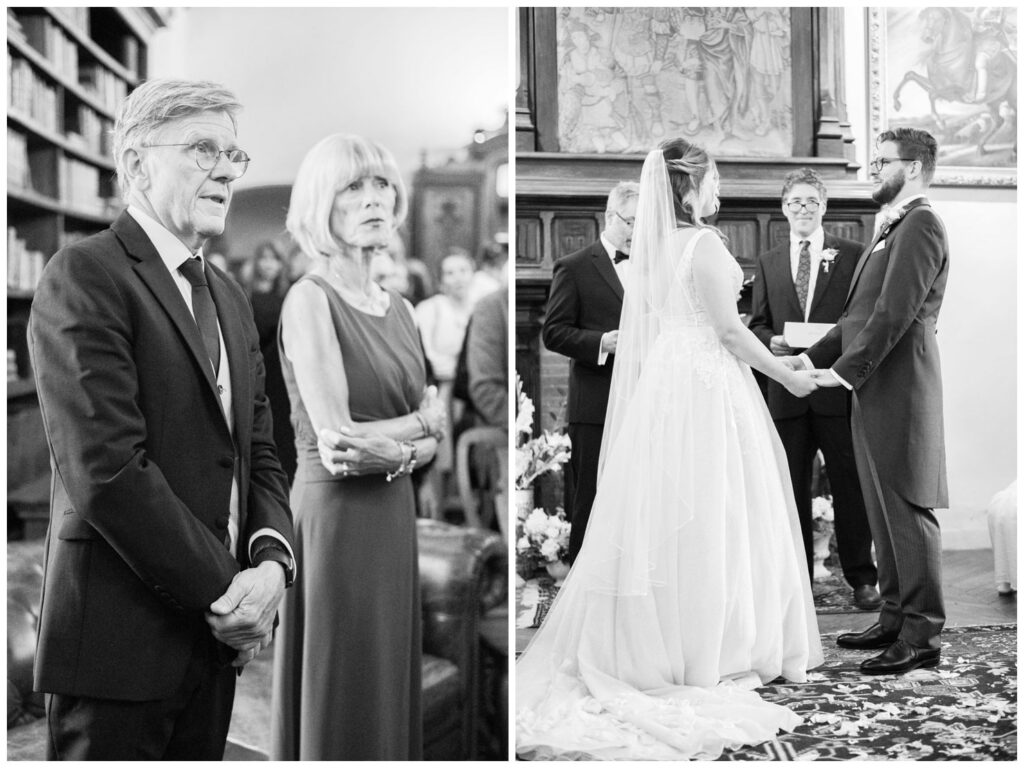 Cérémonie de mariage dans la bibliothèque du château