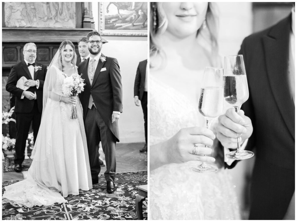 Cérémonie de mariage dans la bibliothèque du château