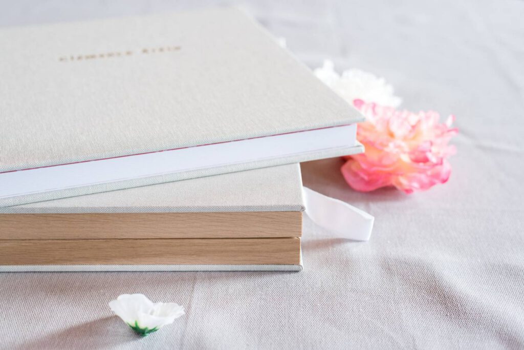 album photo en lin beige de mariage