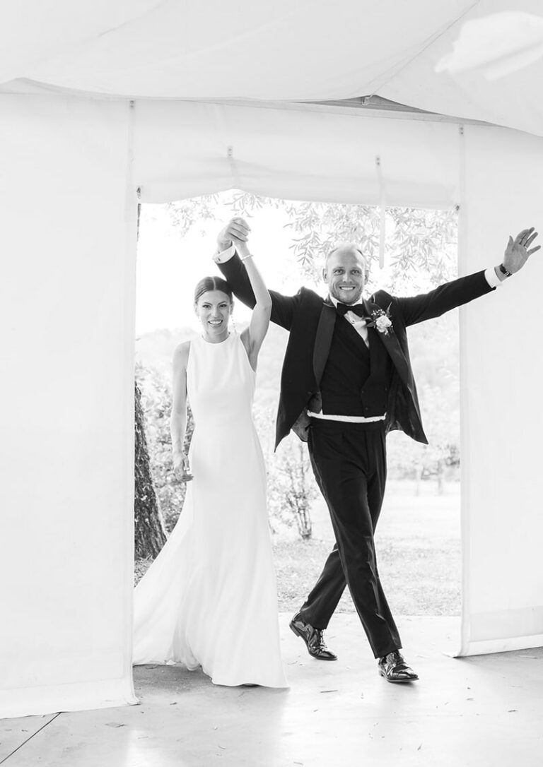 Bride and groom entrance at the dinner