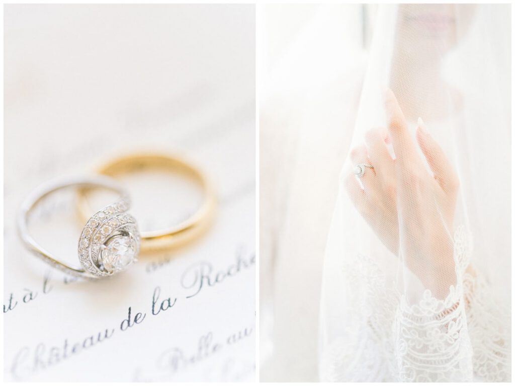 alliance et voile de mariée