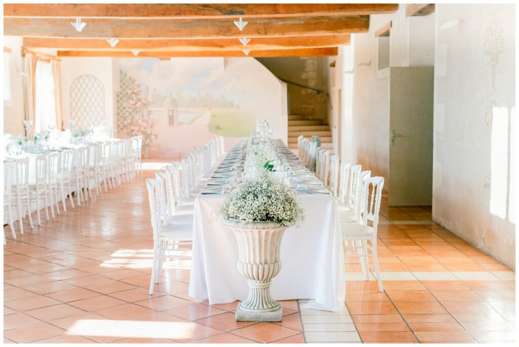 table de réception de mariage au Château de la Roche Courbon