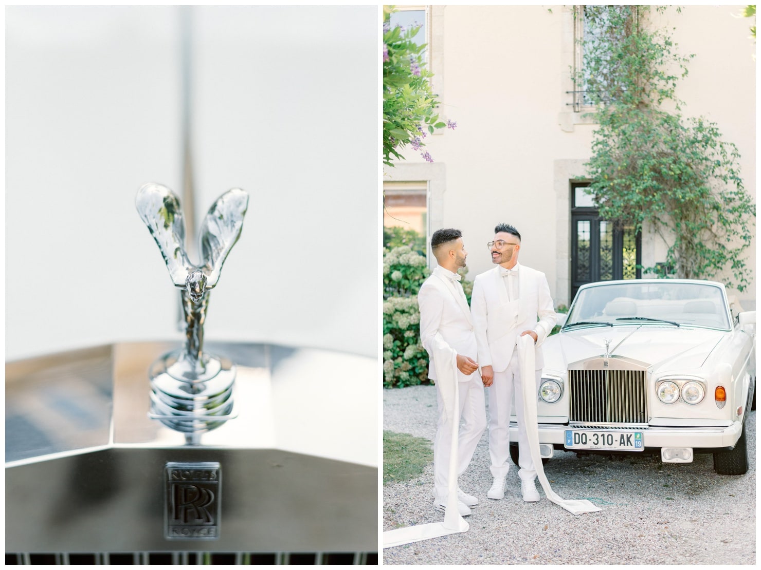 les mariés devant une rolls royce