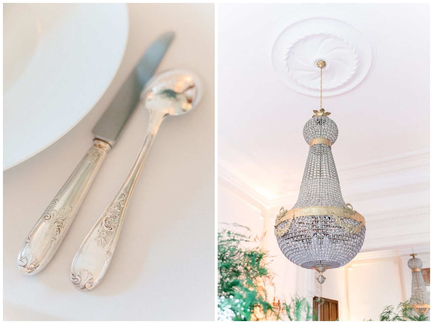 lustre et couverts argentés