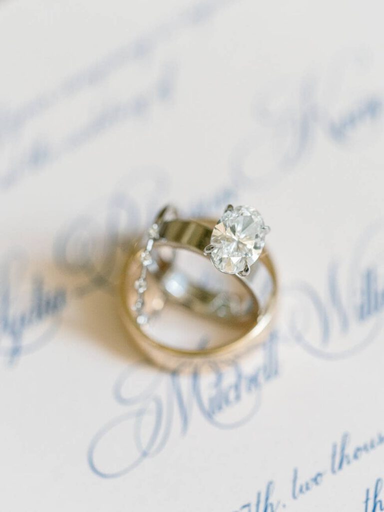 Wedding rings on an invitation