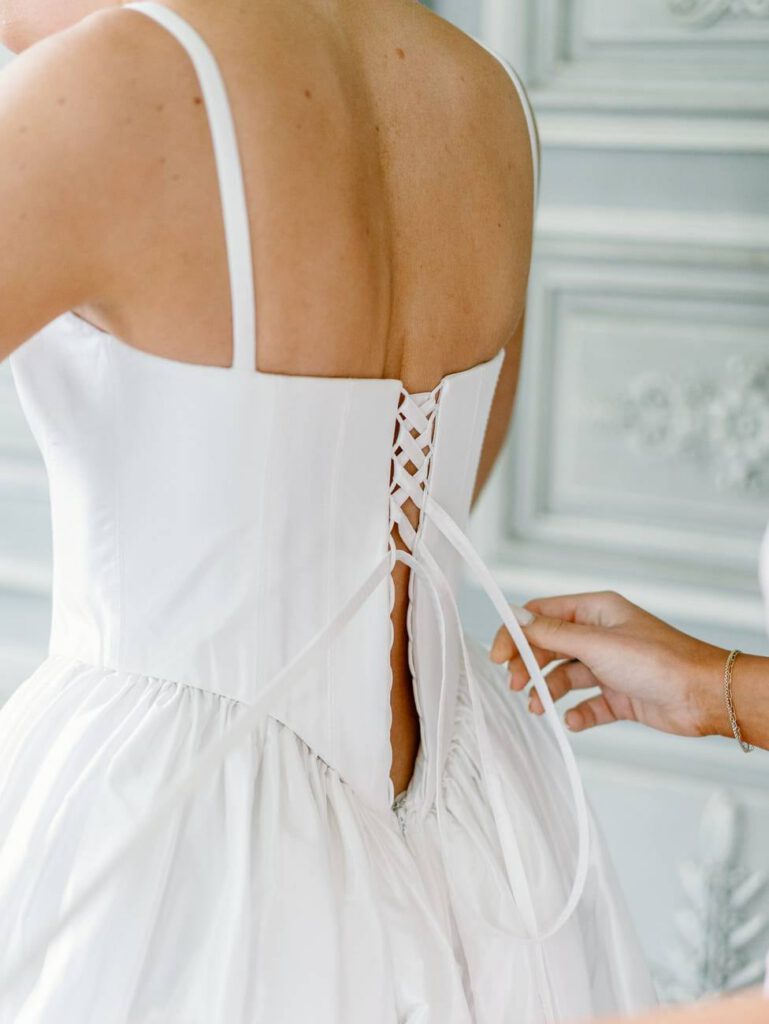 back of the bride's dress