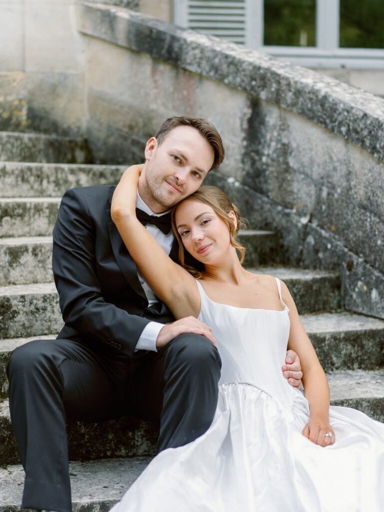 Couple portrait in a staircase