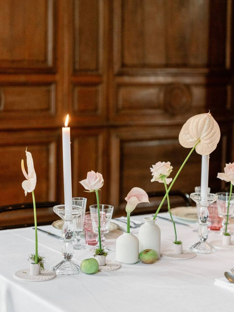 candles and flowers on the table