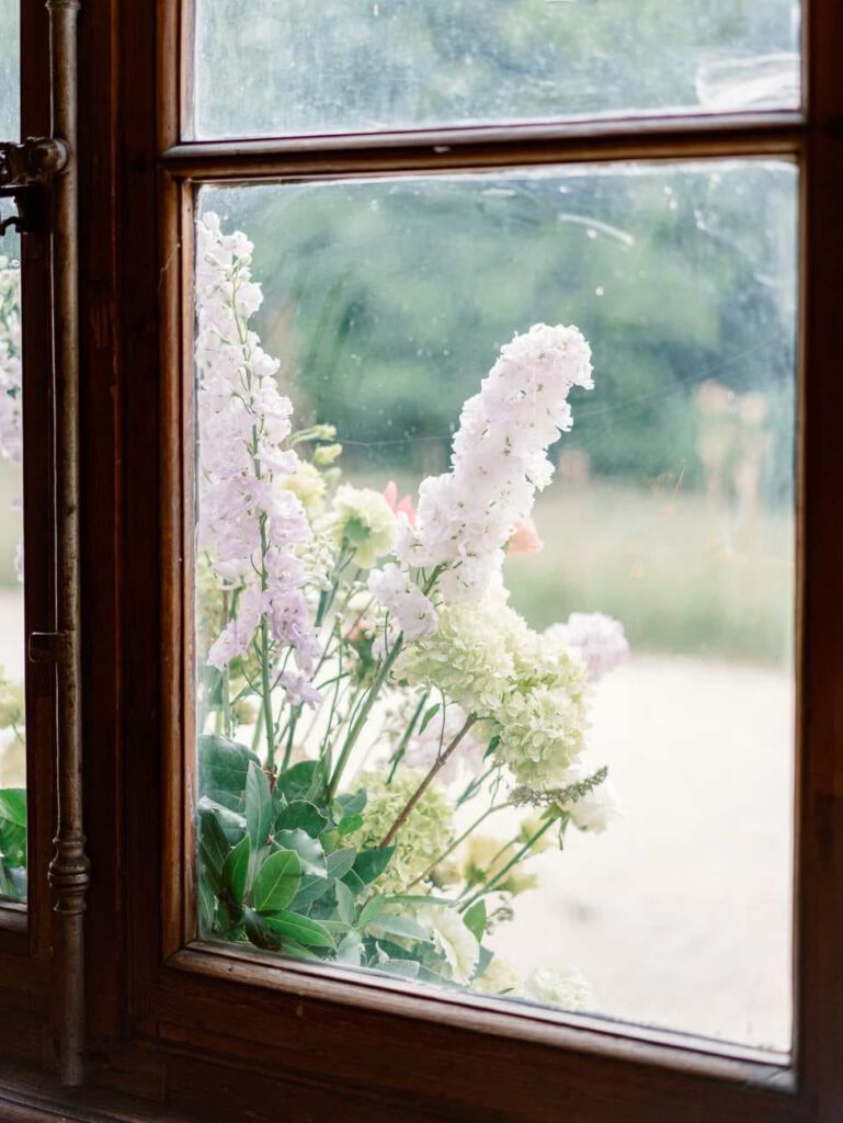 wedding flowers at the window