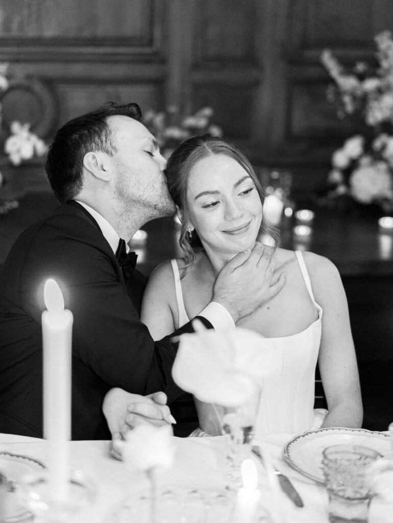 groom kissing the bride