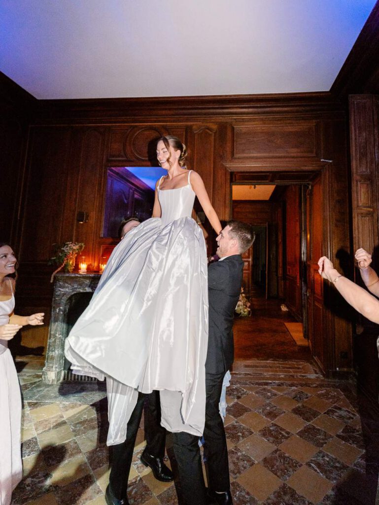 Bride and groom dancing