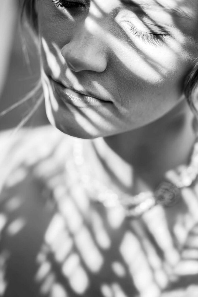 graphic lighting bridal portrait