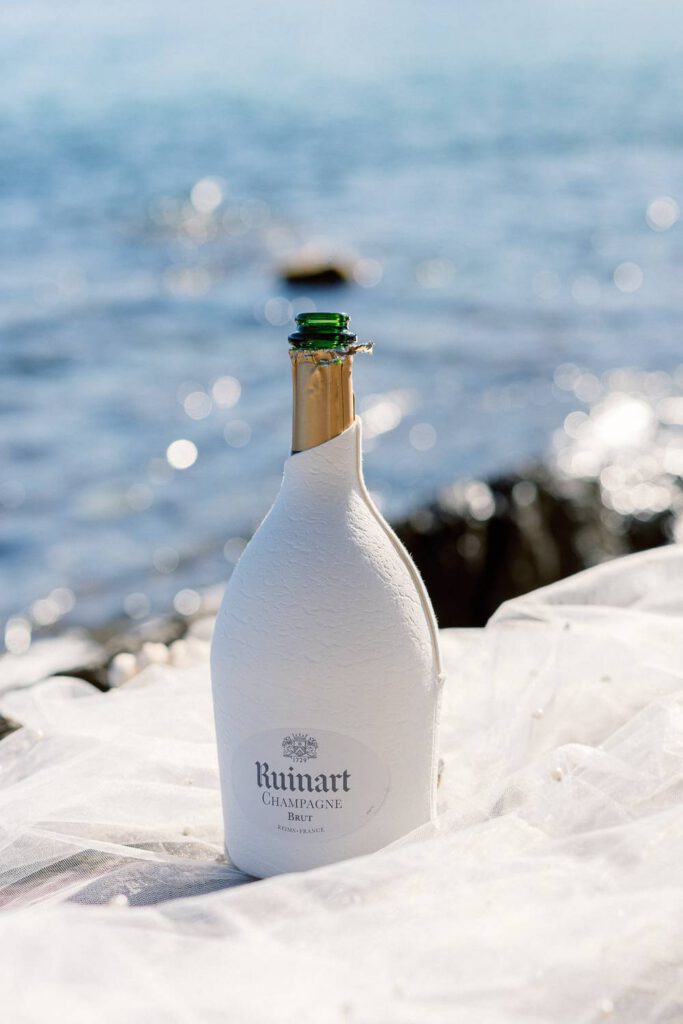 ruinart champagne at the beach