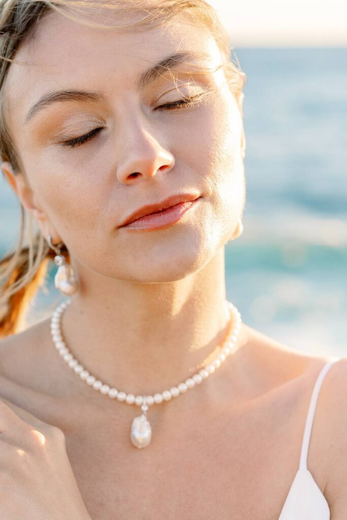 bride portrait at sunset