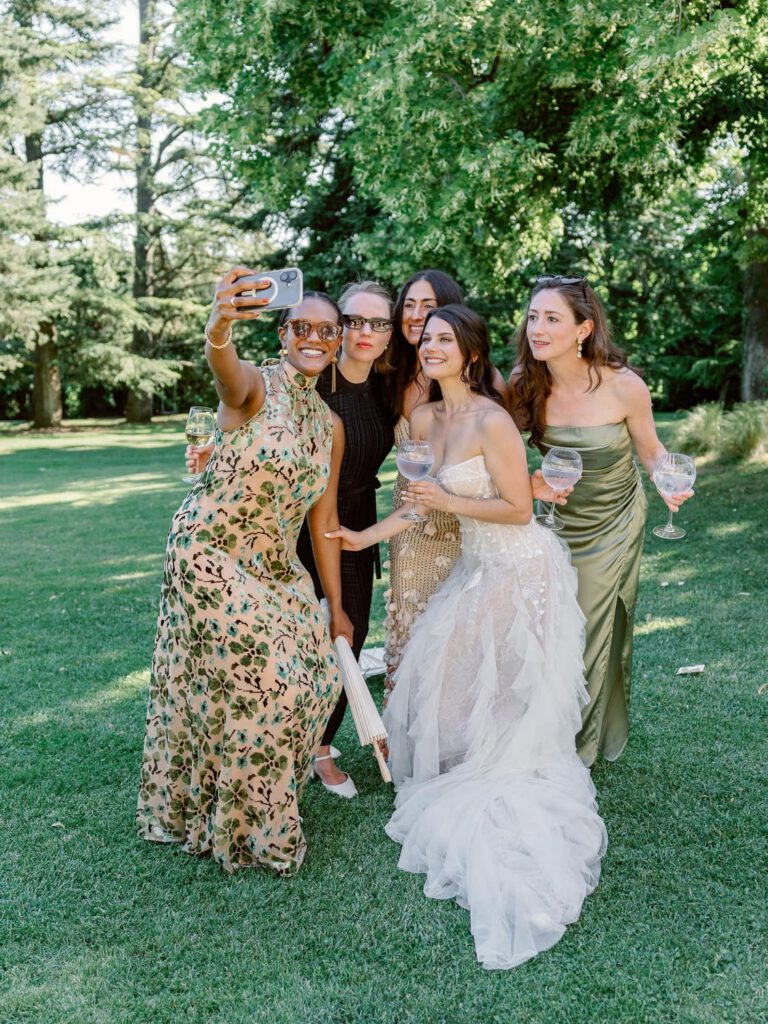 Bride and guest making a selfie