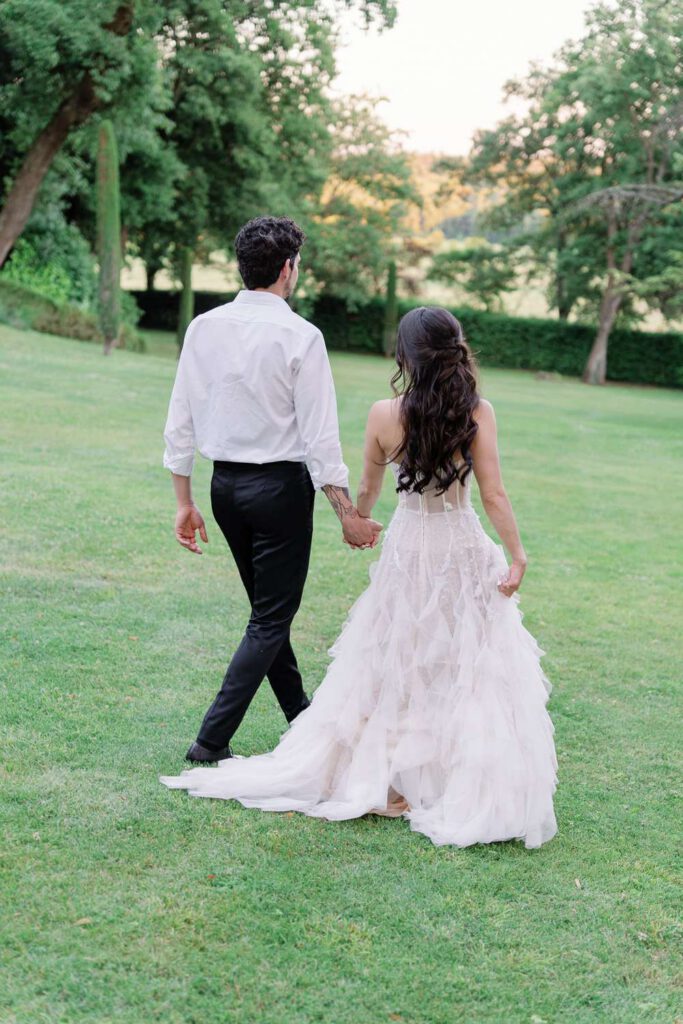 Bride and groom portrait at Château de Fontarèches