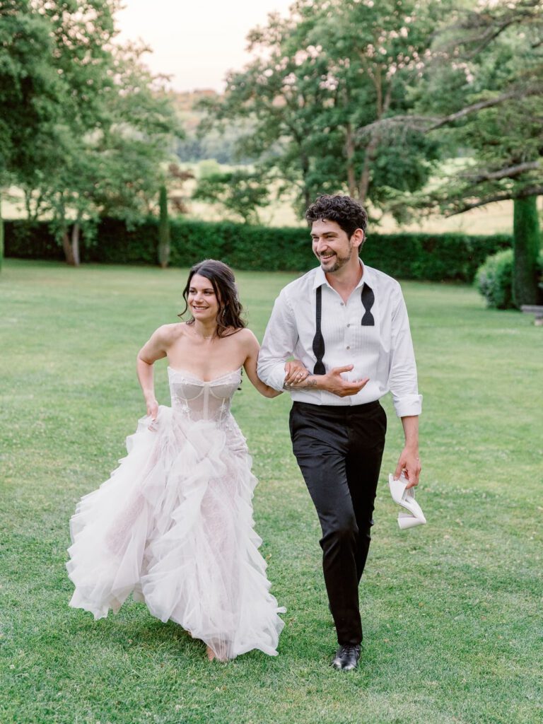 Bride and groom portrait at Château de Fontarèches