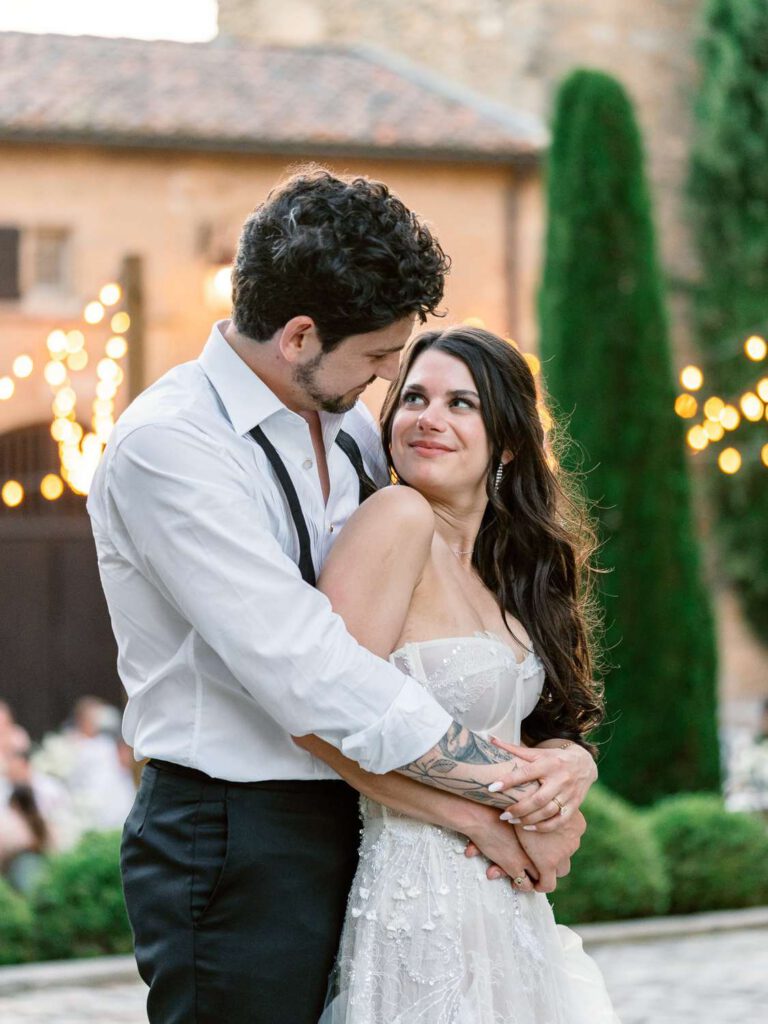Bride and groom portrait at Château de Fontarèches