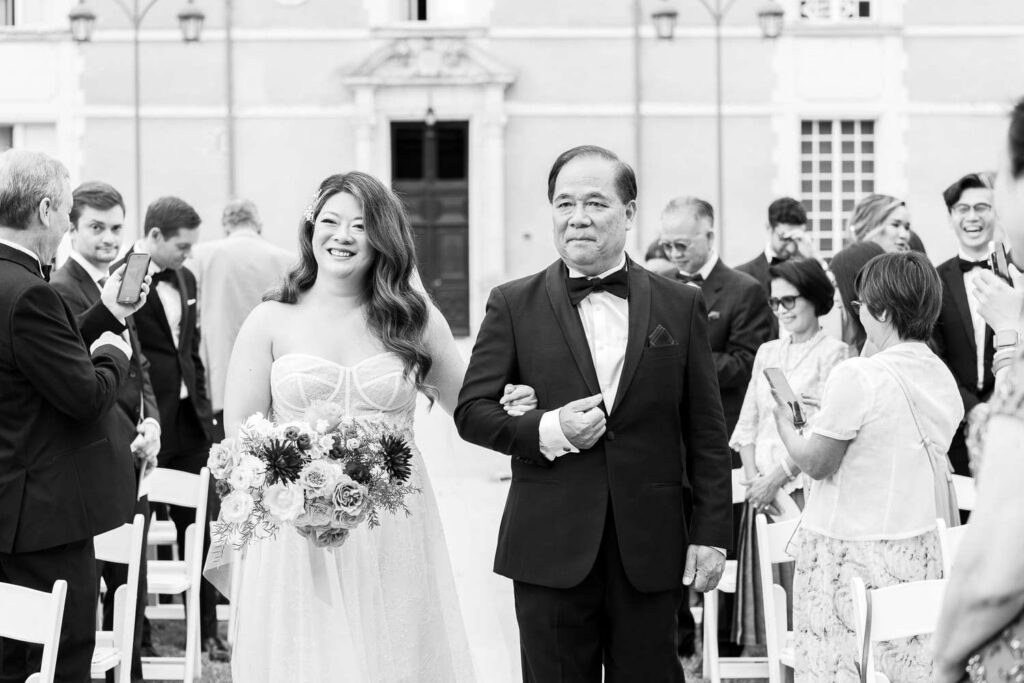 arrivée de la mariée avec son père