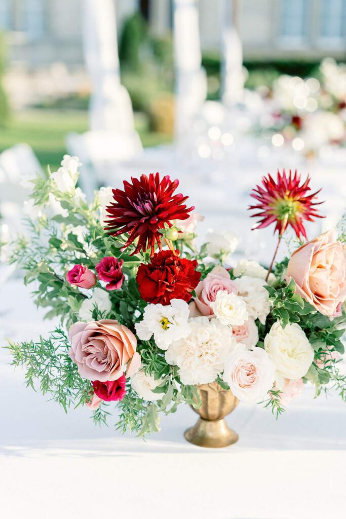 fleurs rouges, rose bordeaux