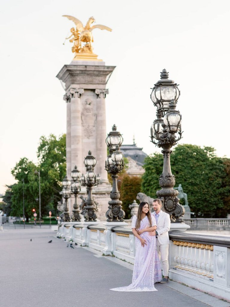 paris engagement photo session on pont alexandre III