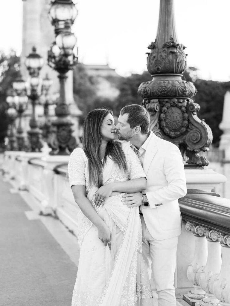 paris engagement photo session on pont alexandre III