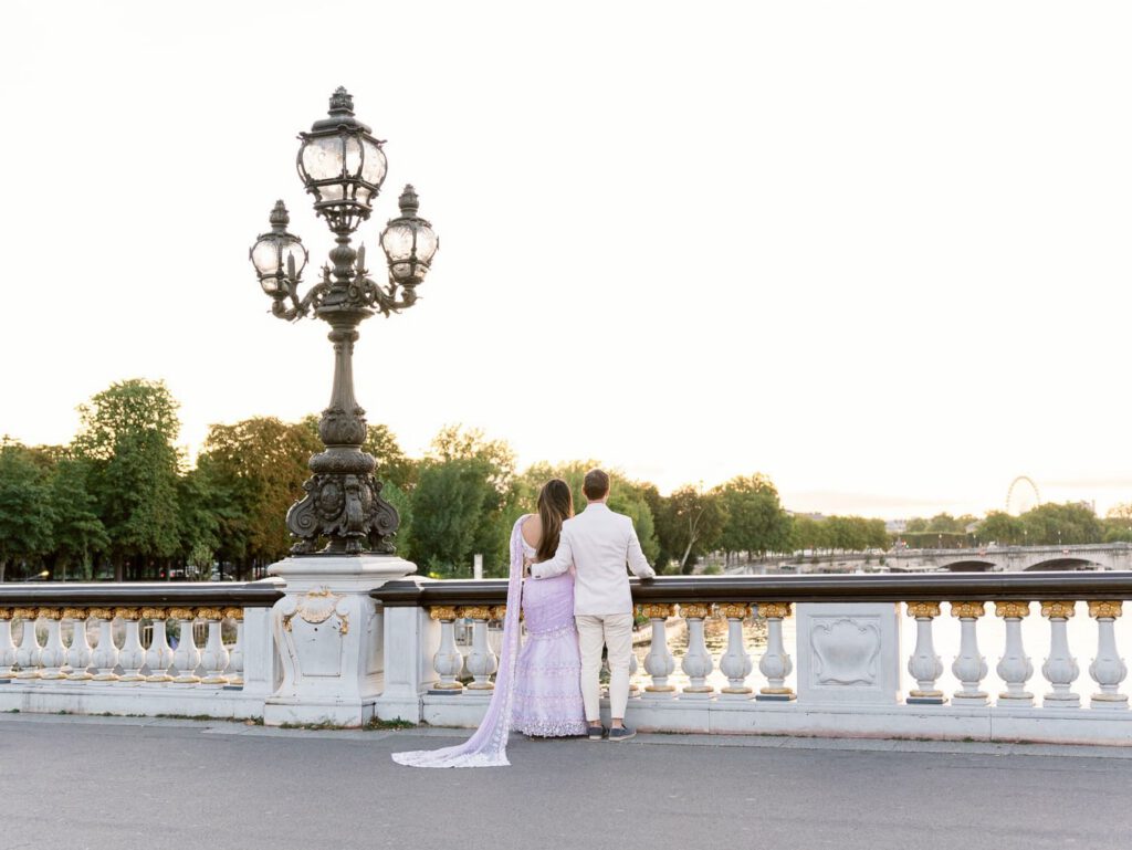 paris engagement photo session on pont alexandre III