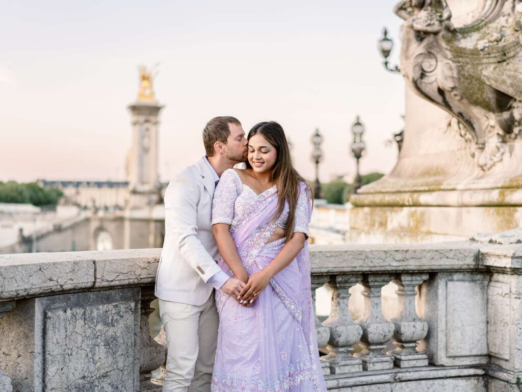 paris engagement photo session on pont alexandre III
