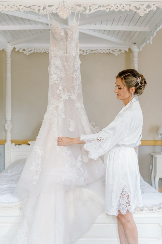 Bride getting dressed