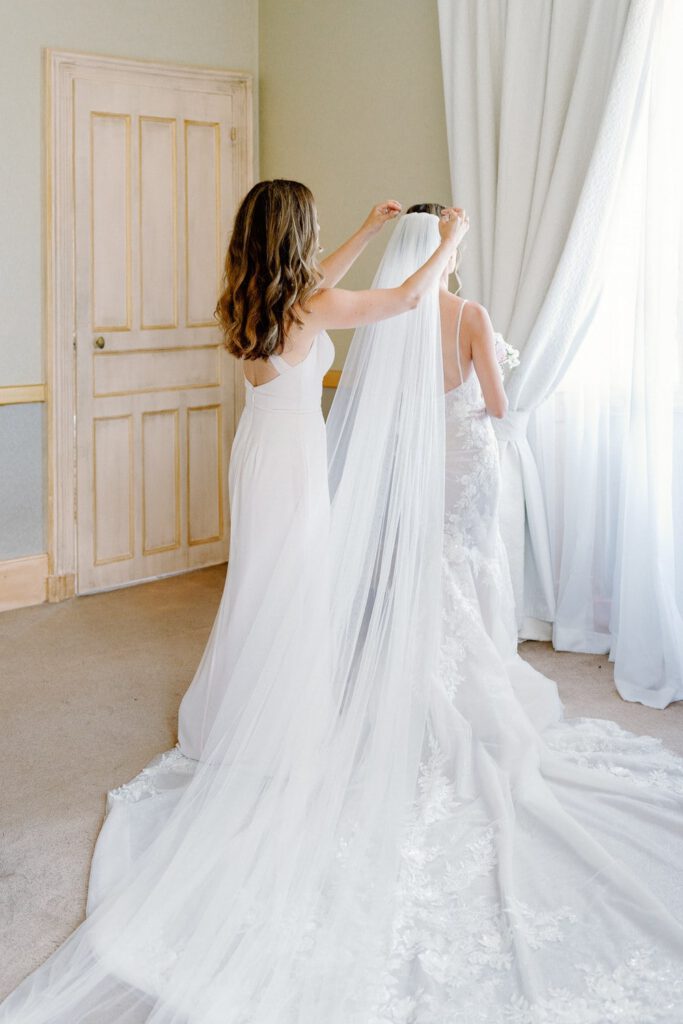 Bride getting dressed