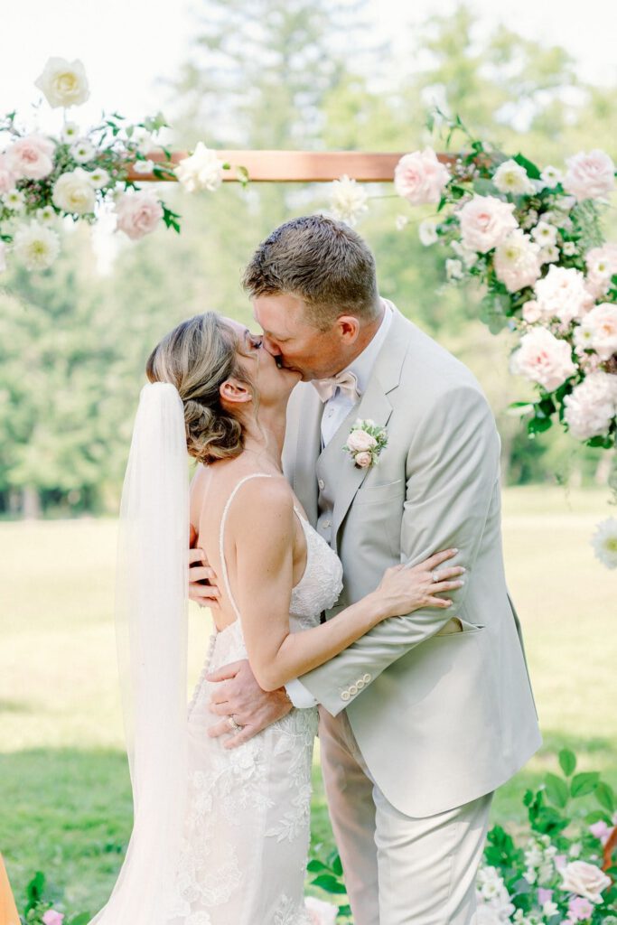 first kiss of the bride and groom