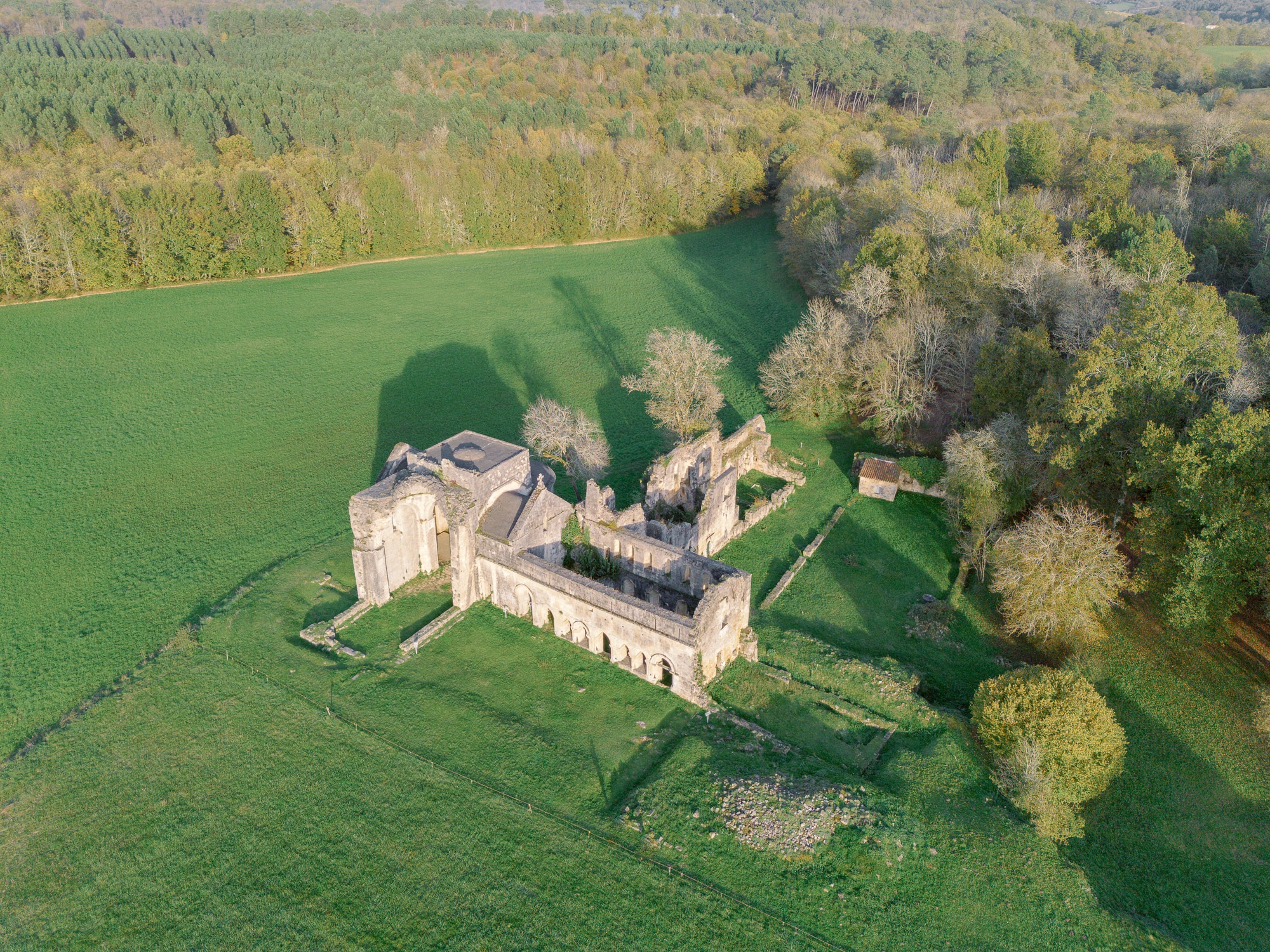 French abbey view from the sky