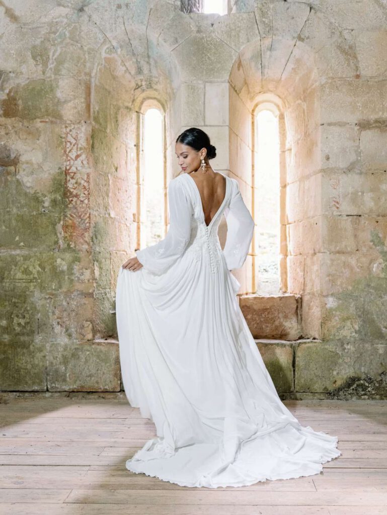 Bride portrait in an old abbey