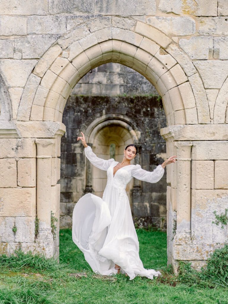 Bride portrait in an old abbey