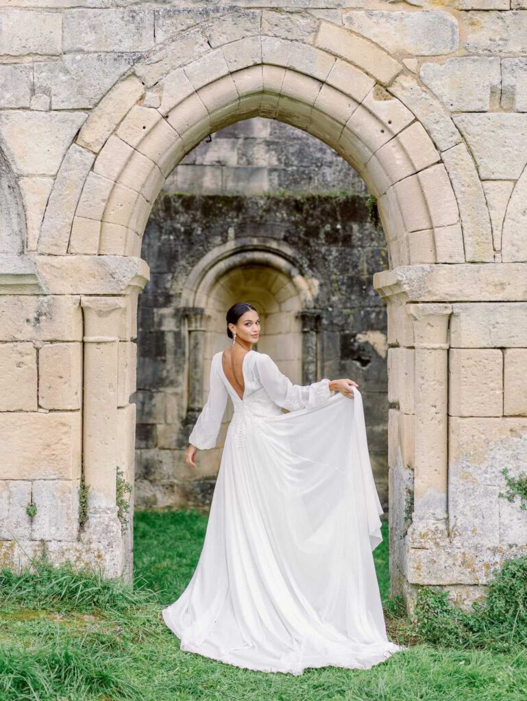 Bride portrait in an old abbey