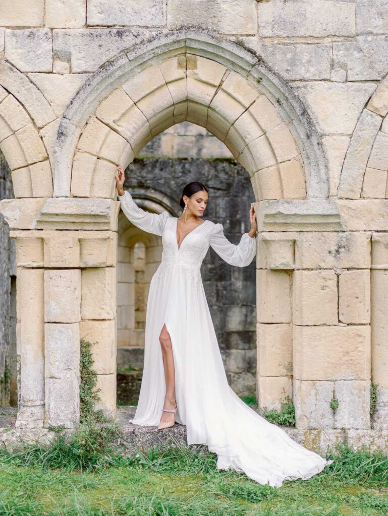Bride portrait in an old abbey