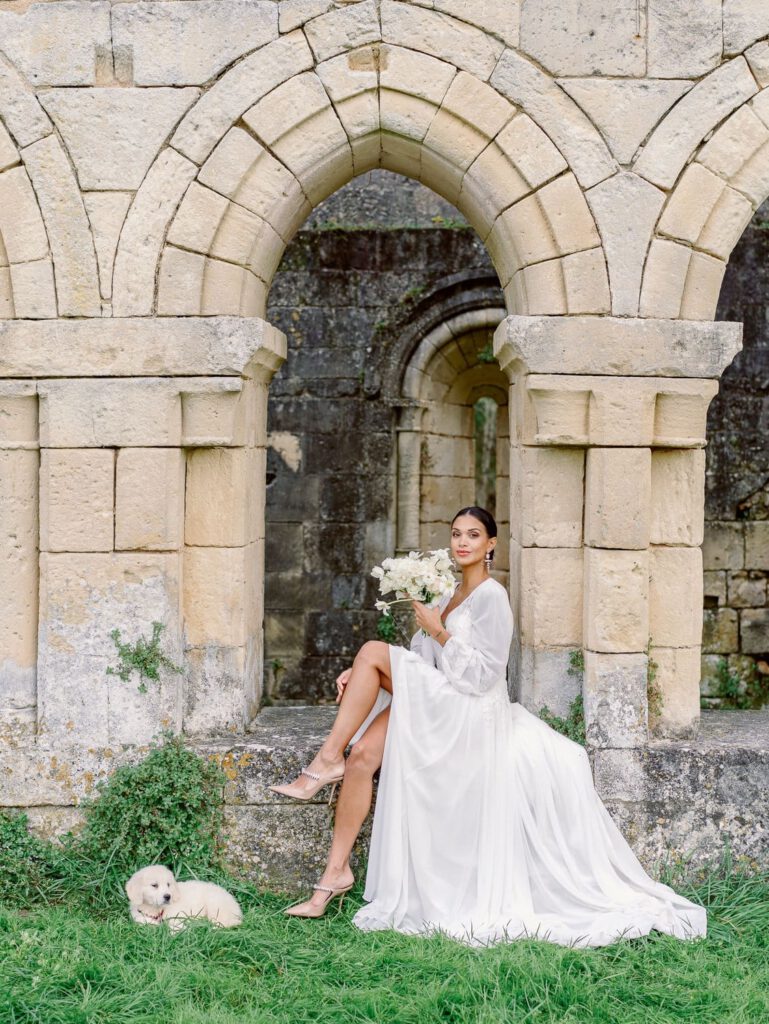 Bride portrait in an old abbey