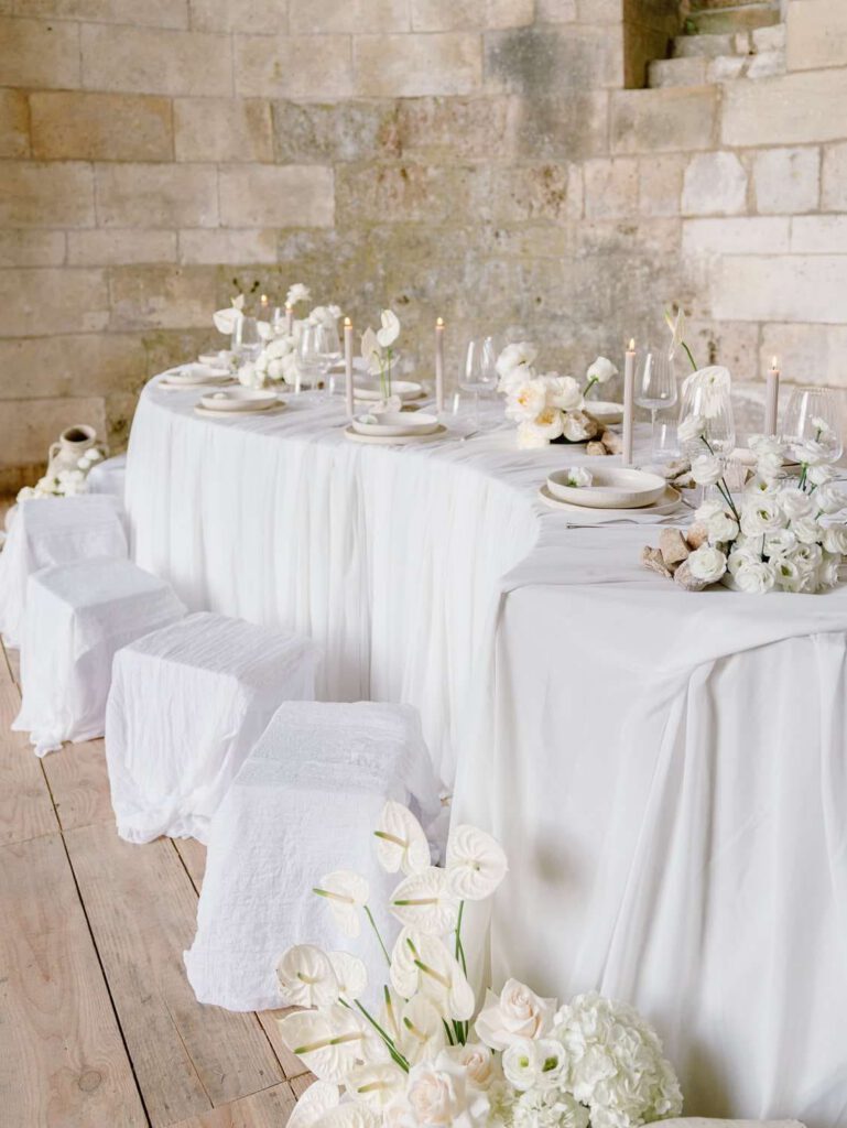 Wedding table in an old abbey in France
