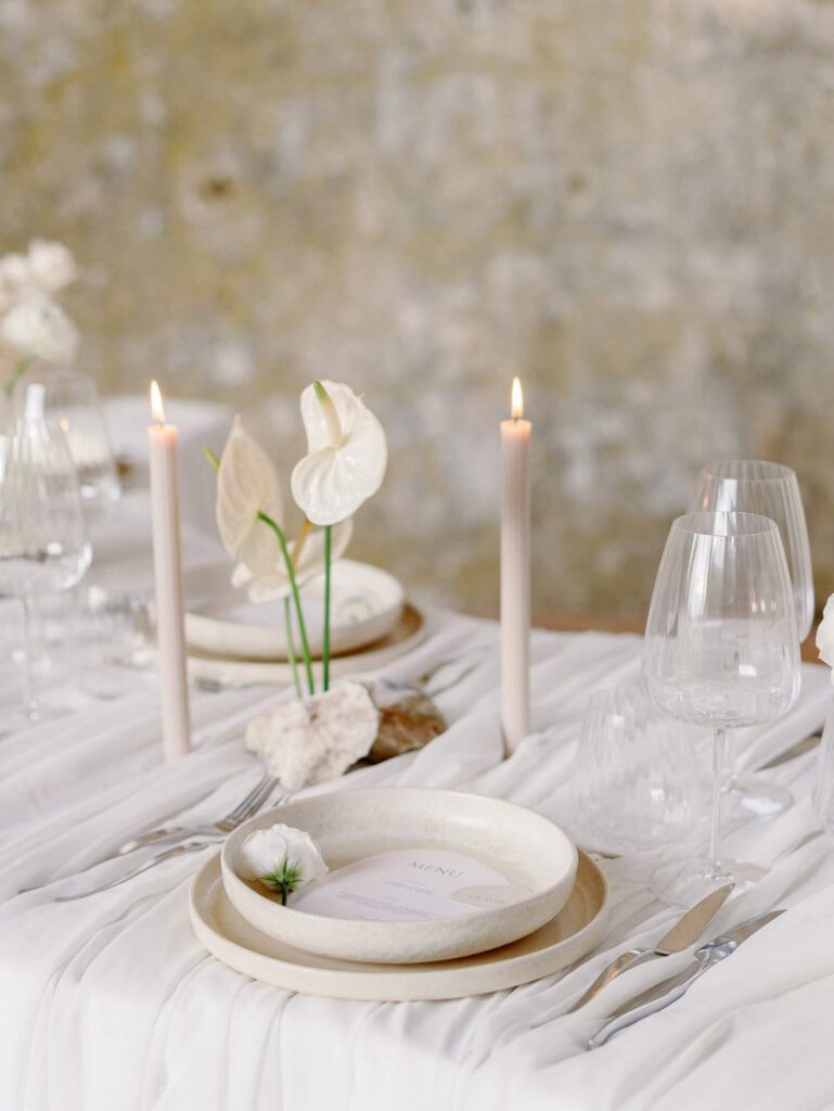 Wedding table in an old abbey in France